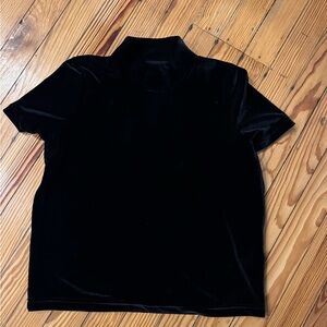 Madewell Black Velvet Turtleneck Top